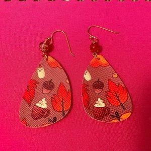 Fall faux leather earrings with bead